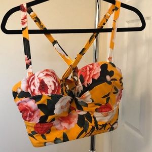 Yellow Floral Torrid Swim Top Size 1